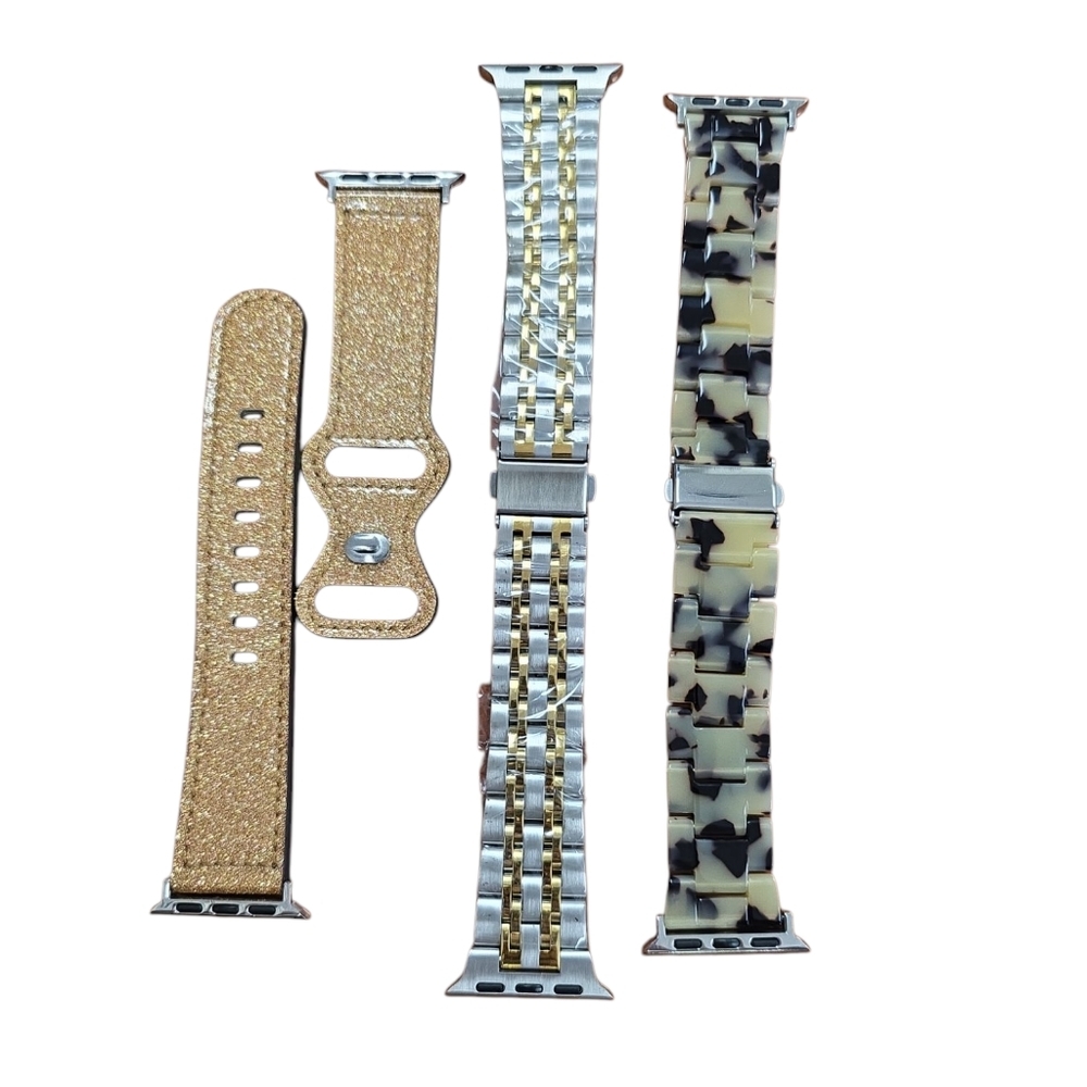 New Apple Watch Bands Set in Gold and Tortoise